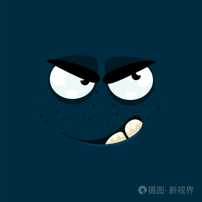 卡通脸上带着狡猾的表情