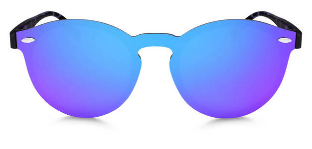 蓝色和紫色镜镜片 whi 孤立的斑点的太阳镜