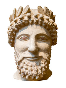 古希腊雕塑的胡子上白色孤立