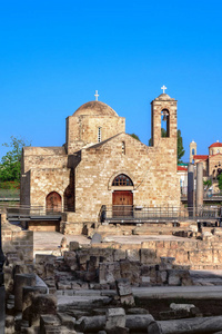 Chrysopolitissa 教堂在塞浦路斯的加藤帕福斯。Kyriaki Chrysopolitissa