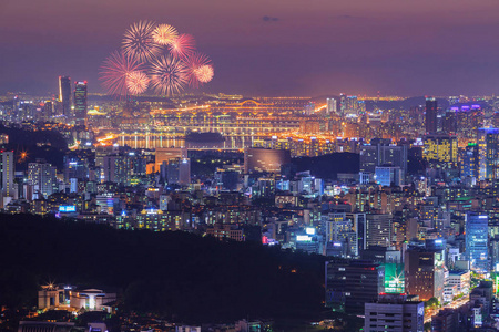 烟花节和韩国首尔市