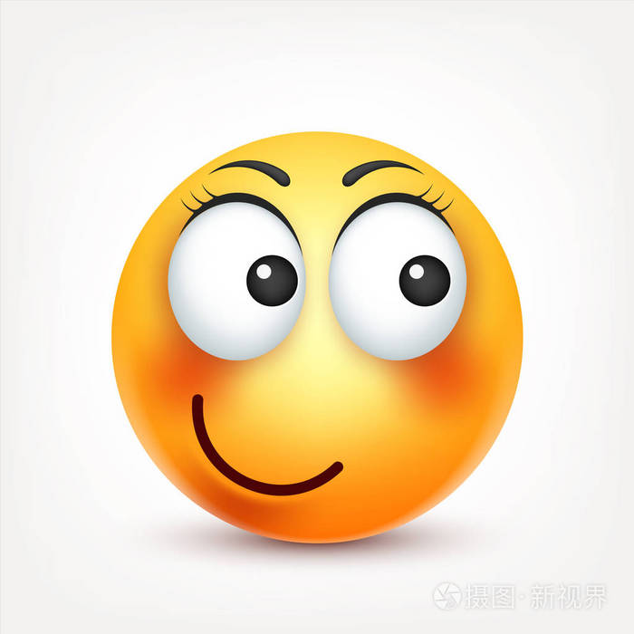 笑脸,微笑,快乐的表情.黄色的脸与情感.面部表情.3d 的真实表情.