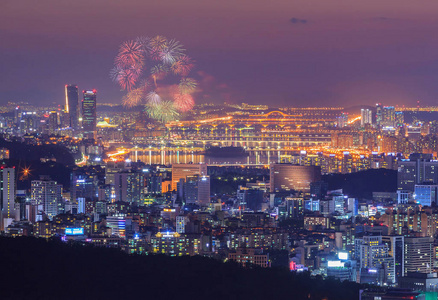 烟花节和韩国首尔市