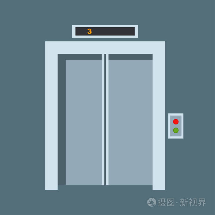 门电梯矢量插图入口门口家房子内部退出设计建筑入口设置输入对象前面