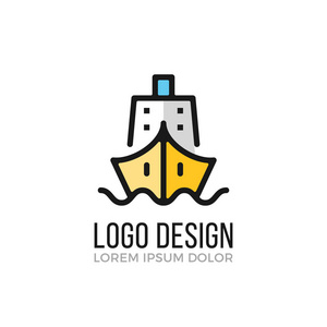 船舶 logo 设计理念。船的图标。矢量标志