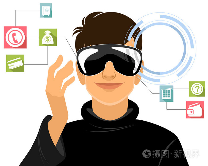 在虚拟现实眼镜的男孩