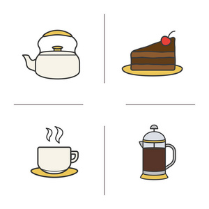 茶和咖啡的颜色图标设置