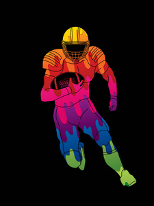 美式足球运动员动作用彩色图形矢量设计