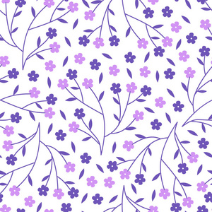 在树枝上的微小的粉红色和紫色的樱花开花的矢量无缝模式。为家庭装饰面料, 儿童纺织品和园艺产品的伟大