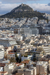 令人惊叹的全景图从雅典卫城雅典城，阿提卡