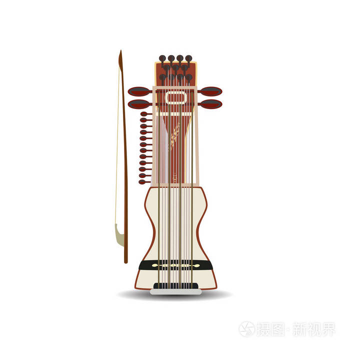 萨伦吉琴印度字符串向量插图鞠了一躬乐器