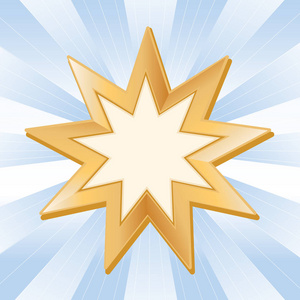 巴哈教的象征，九指出星 蓝色射线背景