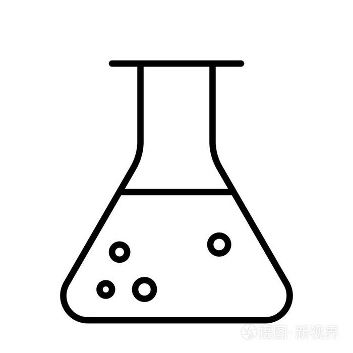 实验室玻璃器皿标志.平面设计.矢量插图