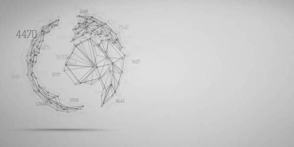 大数据可视化。抽象地球地球仪
