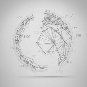 大数据可视化。抽象地球地球仪