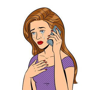 哭泣的女孩与电话流行音乐媒介图片