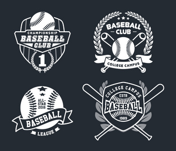棒球向量组的老式棒球标签和徽章