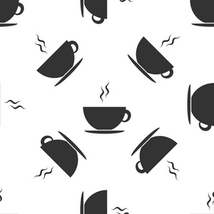 白色背景上的咖啡杯图标无缝模式。杯茶。热喝咖啡。矢量图