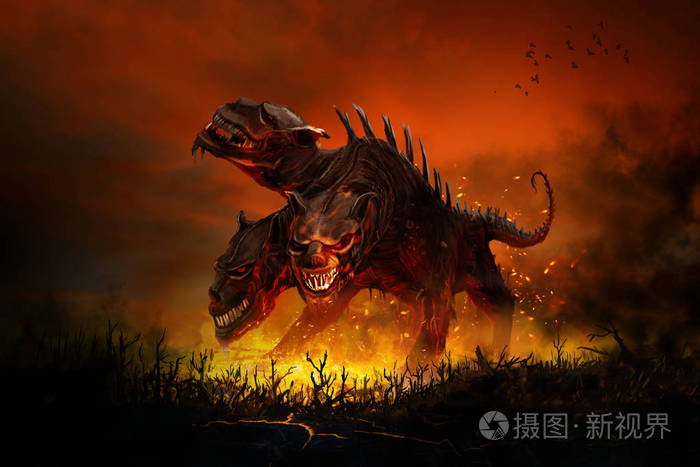 在地狱的可怕地狱犬