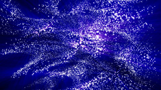 蓝色抽象背景。渲染发光粒子