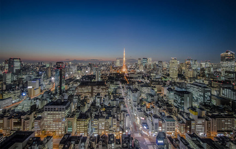 东京城市夜景与东京塔