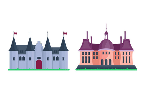 卡通城堡建筑矢量图