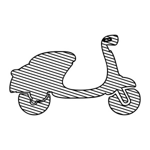 滑板车到条纹的单色剪影
