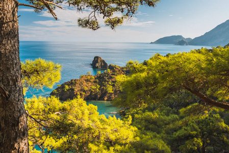 海滩在地中海。安塔利亚, 土耳其