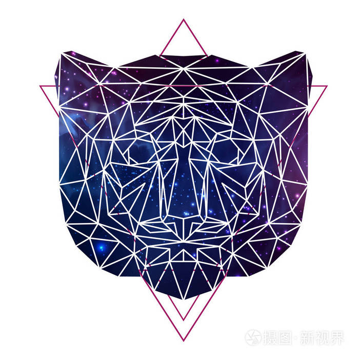 抽象多边形tirangle动物老虎与开放空间背景时髦动物例证