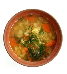 黄扁豆汤和蔬菜和莳萝