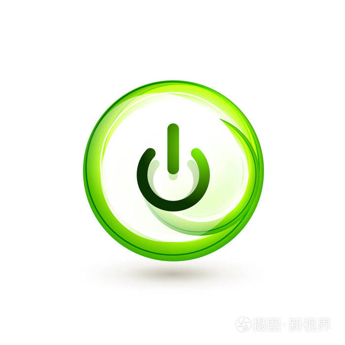 玻璃透明效果电源启动按钮, 关闭图标, 矢量 ui 或应用程序符号设计