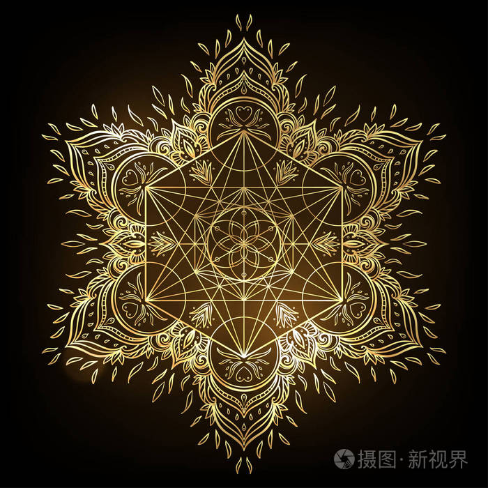 圆形装饰曼荼罗图案与神圣几何元素我