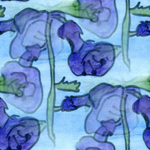 紫色的小花点缀无缝纹理壁纸水彩