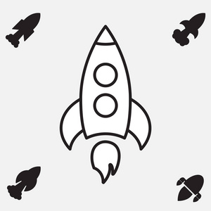 太空火箭图标或启动符号