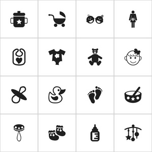 16 可编辑孩子图标集。包括如符号点缀，用橡皮 性格开朗的孩子和更多。可用于 Web 移动 Ui 和数据图表设计