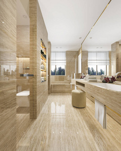 3d. 使用豪华瓷砖装饰现代浴室