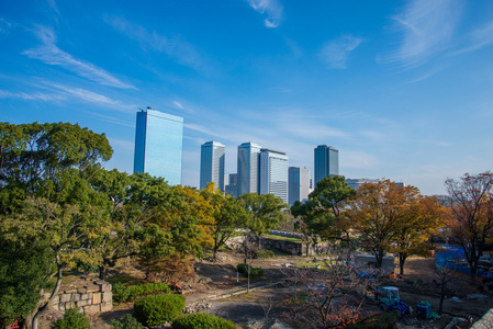 从大阪城堡景观城市景观