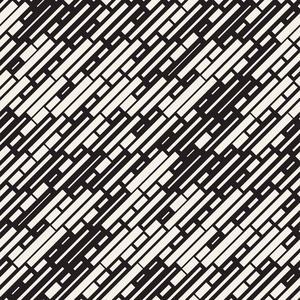 矢量无缝黑色和白色不规则虚线矩形。抽象的几何背景设计