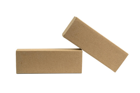 两个包棕色纸箱的长项。样机孤立