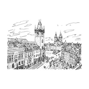 水运仪象台和老镇广场，捷克首都布拉格的看法