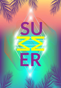 夏天加利福尼亚 tumblr 背景设置与棕榈, 天空和日落。夏季标语牌海报传单邀请卡。夏季
