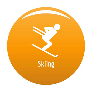 滑雪图标矢量橙色