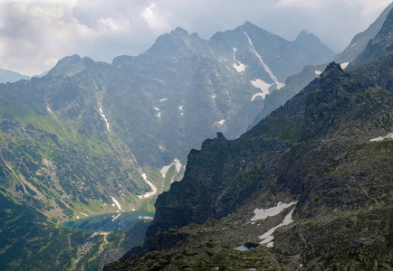 查看从上面的山湖山峡谷