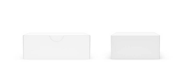 3d 渲染的一个白色的矩形框与封闭附盖在前面来回在白色背景上的意见