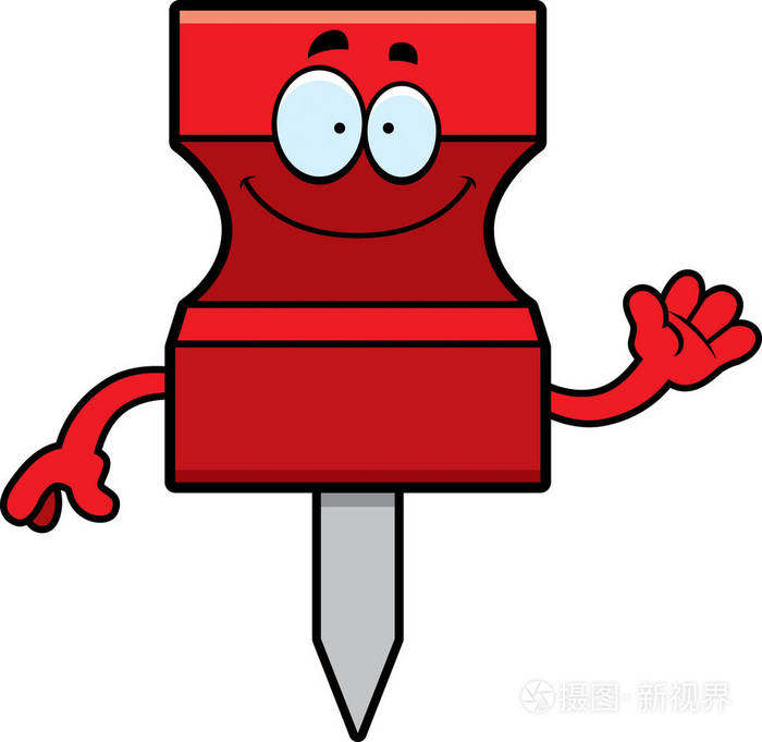 卡通图钉挥舞着