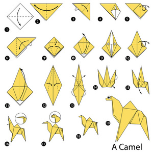 一步一步的说明如何使折纸骆驼图片