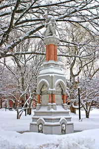 股票形象的一个下雪的冬天在波士顿，马萨诸塞州，美国