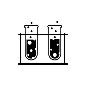 象形图试管图标。白色背景上的黑色图标