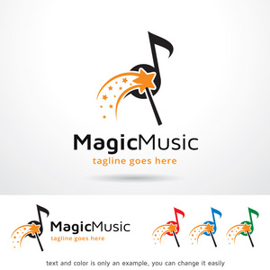 魔法的音乐标志模板设计矢量