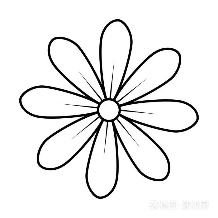 单色轮廓的雏菊花图标花艺设计